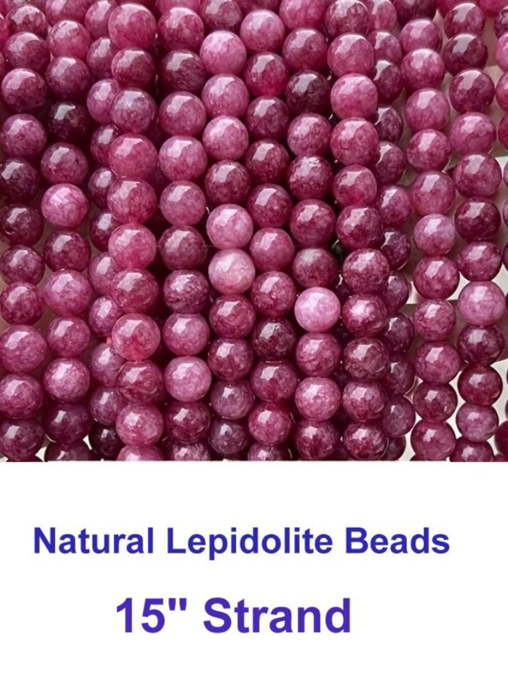 Natural High Quality  Lepidolite Beads.  15" strand